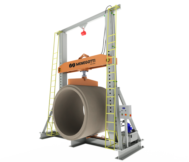 Maquina para testes de resistência em tubos de concreto